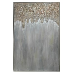 Design Living Abstract Wall Art - 10.8-in x 40-in - White/Champagne