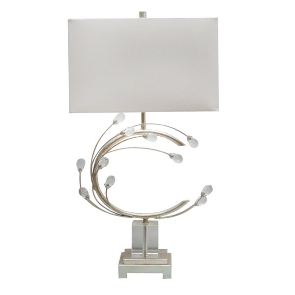 Design Living Table Lamp with White Linen Shade - 29.75-in - Chrome