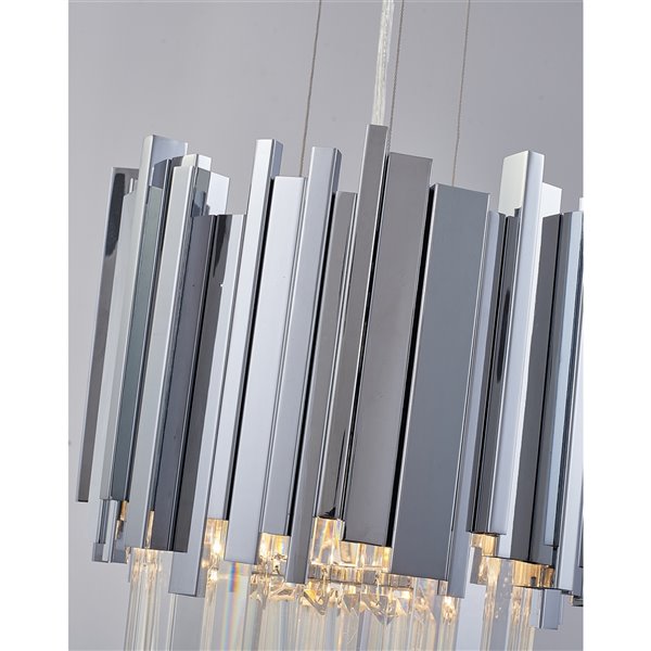 Design Living Pendant Light - 1-Light - 9.8-in x 18.9-in - Chrome