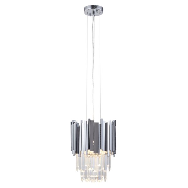 Design Living Pendant Light - 1-Light - 9.8-in x 18.9-in - Chrome