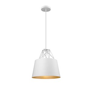 Design Living Pendant Light - 1-Light - 11.8-in x 11.8-in - White