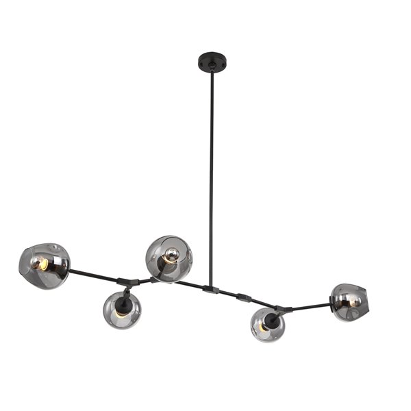 Design Living Pendant Light - 5-Light - 23.6-in x 5.9-in - Black