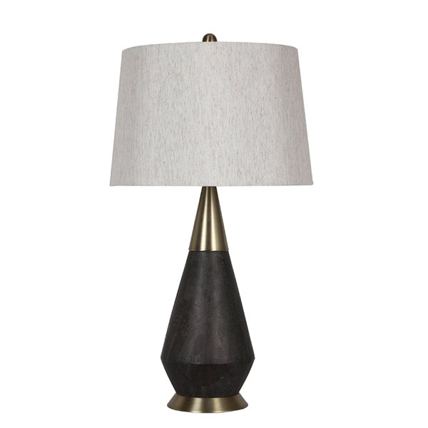 Design Living Table Lamp with Off-White Linen Shade - 27.3-in - Brown ...