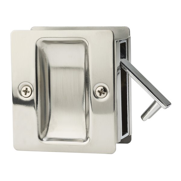 Weiser Square Pocket Door Lock - Nickel