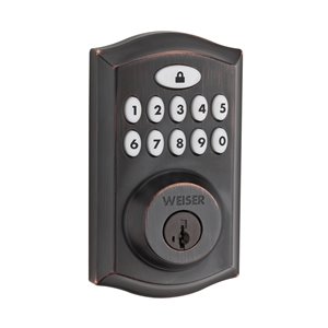 Serrure à écran tactile électronique SmartCode 10 de Weiser, bronze