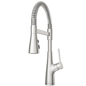 Robinet de cuisine à tirette et 1 poignée Neera de Pfister, acier inox