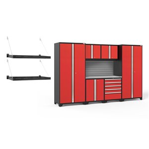 Armoires en acier Pro Series de New Age Products, 5 tiroirs, capacité de 5600 lb, 7 mcx, rouge