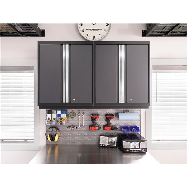 NewAge Products Pro 128-in W x 85.25-in H Grey Steel Cabinet Set Stainless Steel Surface 4400 lb Capacity 7/Pcs