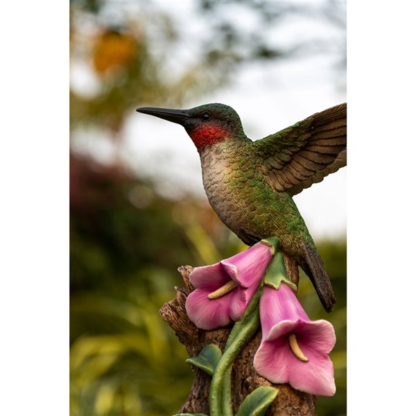 Hi-Line Gift Ltd. Motion Activated Singing Hummingbird on Foxglove