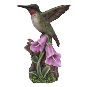 Hi-Line Gift Ltd. Motion Activated Singing Hummingbird on Foxglove