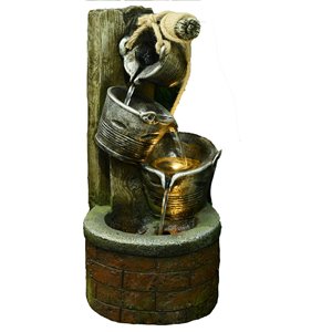 Hi-Line Gift Ltd. 3 Pouring Buckets Fountain with LED Lights