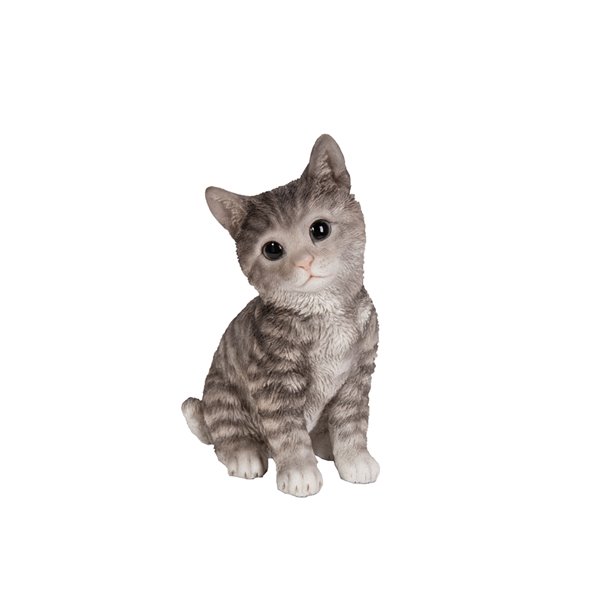 Hi-Line Gift Ltd. Head-Tilting Tabby Kitten Sitting - Grey 87978-B