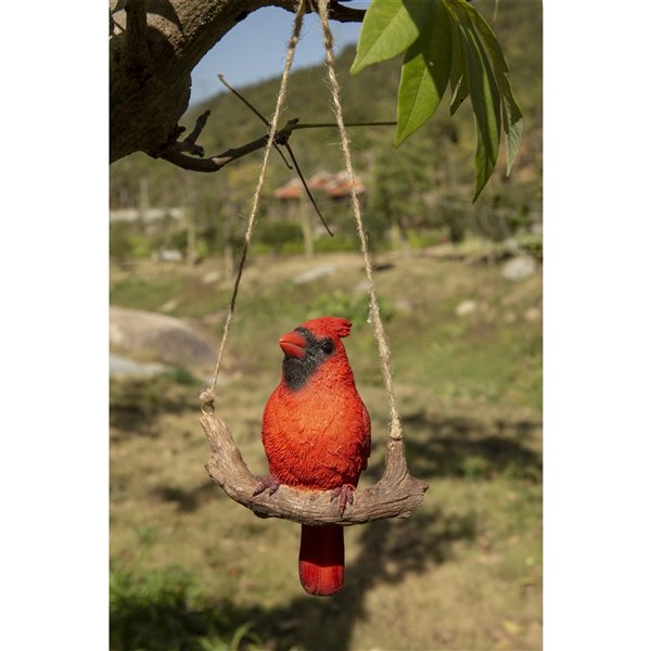 Hi-Line Gift Ltd. 6 H x 2.5-in W Red Hanging Cardinal on a Branch Garden Statue