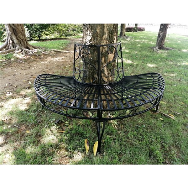 Hi-Line Gift Ltd. Semi-Circle Tree-Wrap Bench - Black