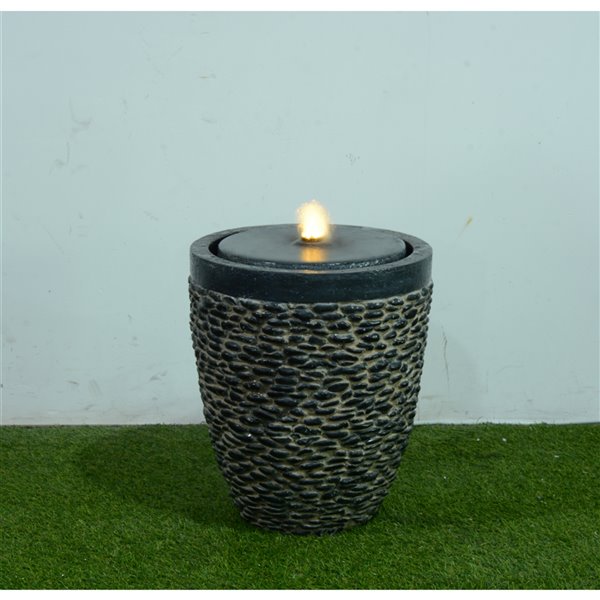 Hi-Line Gift Ltd. Medium Stone Fountain with Flame-Effect LED - Grey