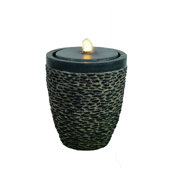 Hi-Line Gift Ltd. Medium Stone Fountain with Flame-Effect LED - Grey