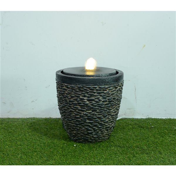 Hi-Line Gift Ltd. Small Stone Fountain with Flame-Effect LED - Grey