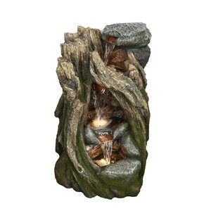 Hi-Line Gift Ltd. Treetrunk Waterfall Fountain with LED Lights