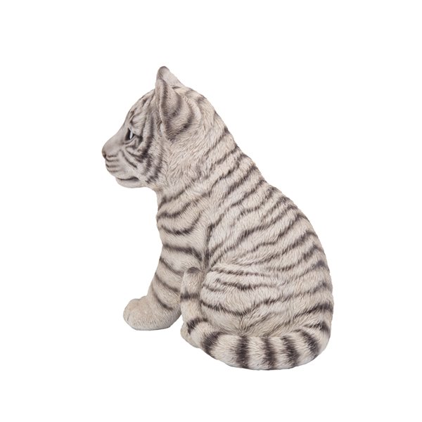 Hi-Line Gift Ltd. 9.5 H x 6-in W White Tiger Cub Sitting Garden Statue