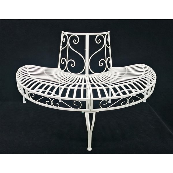 Hi-Line Gift Ltd. Semi-Circle Tree-Wrap Bench - White