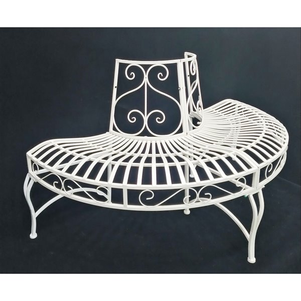 Hi-Line Gift Ltd. Semi-Circle Tree-Wrap Bench - White