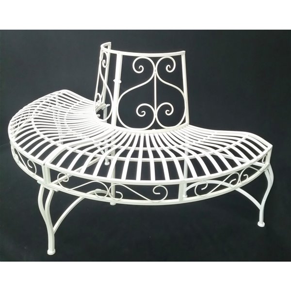 Hi-Line Gift Ltd. Semi-Circle Tree-Wrap Bench - White