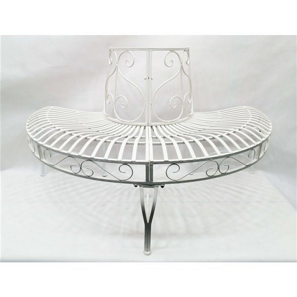 Hi-Line Gift Ltd. Semi-Circle Tree-Wrap Bench - White