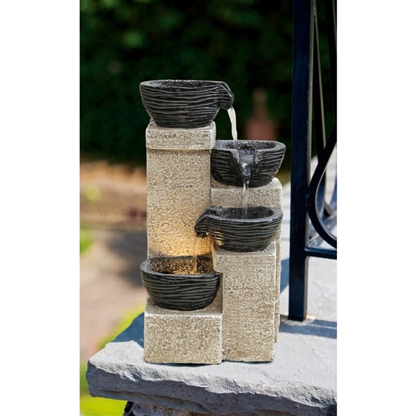 Hi-Line Gift Ltd. Stacking Bowls Fountain with LED Lights