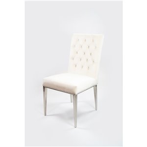 Hi-Line Gift Ltd. Velvet Button-Tufted Dining Chair - Set of 2 - White
