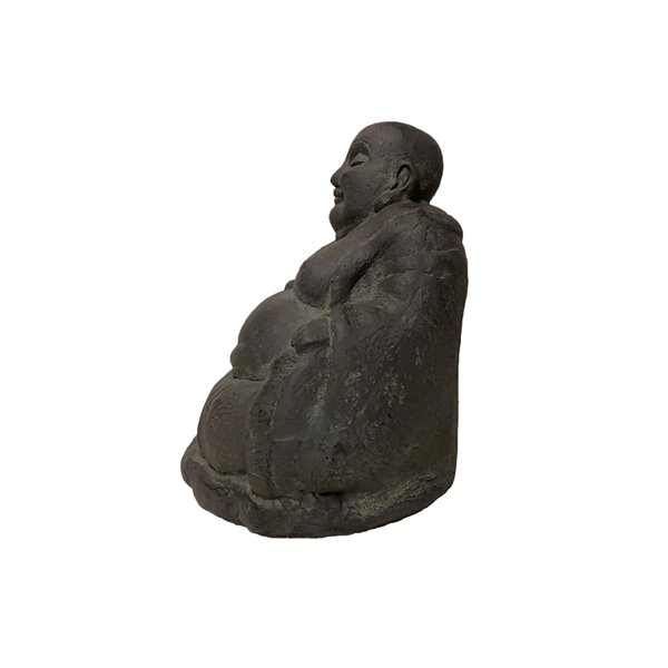 Hi-Line Gift Ltd. 16.5 H x 13-in W Grey Smiling Buddha Sitting Garden Statue