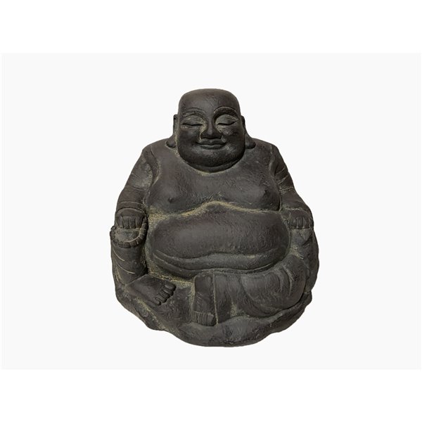 Hi-Line Gift Ltd. 16.5 H x 13-in W Grey Smiling Buddha Sitting Garden Statue
