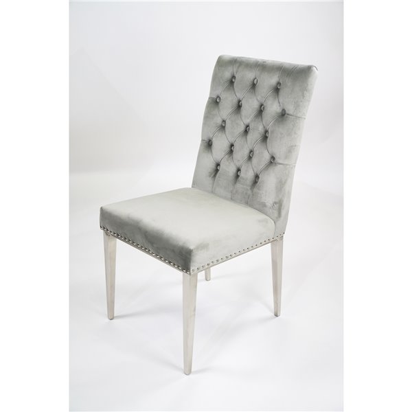 Hi Line Gift Velvet On Tufted, Gray Tufted Dining Chair Set Of 2
