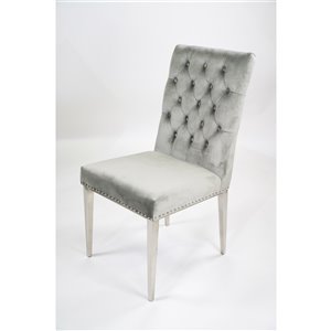 Hi-Line Gift Ltd. Velvet Button-Tufted Dining Chair - Set of 2 - Grey
