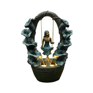 Hi-Line Gift Ltd. Girl on a Swing Fountain with LED Lights