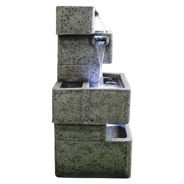 Hi-Line Gift Ltd. Multilevel Concrete Cascading Fountain with LED Lights