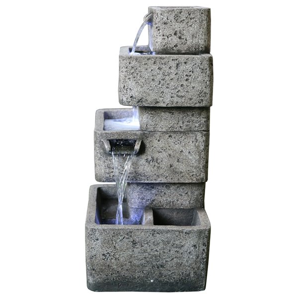 Hi-Line Gift Ltd. Multilevel Concrete Cascading Fountain with LED Lights