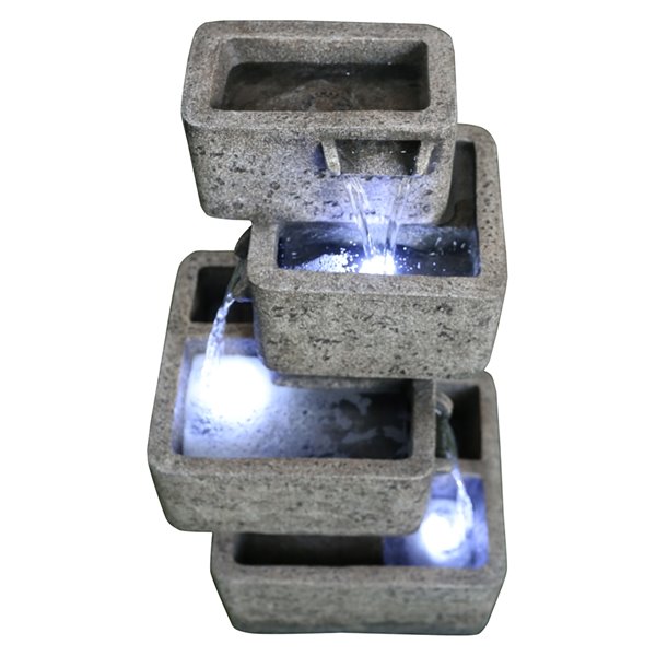 Hi-Line Gift Ltd. Multilevel Concrete Cascading Fountain with LED Lights