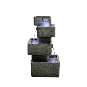 Hi-Line Gift Ltd. Multilevel Concrete Cascading Fountain with LED Lights