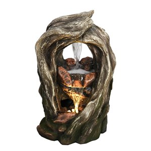 Hi-Line Gift Ltd. Treetrunk Tabletop Fountain with LED Lights