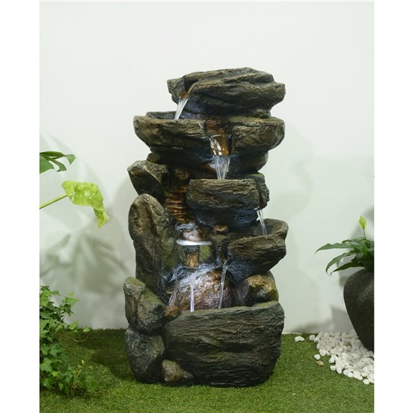 Hi-Line Gift Ltd. Multi-level Rock Fountain with LED Lights