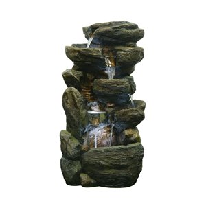 Hi-Line Gift Ltd. Multi-level Rock Fountain with LED Lights