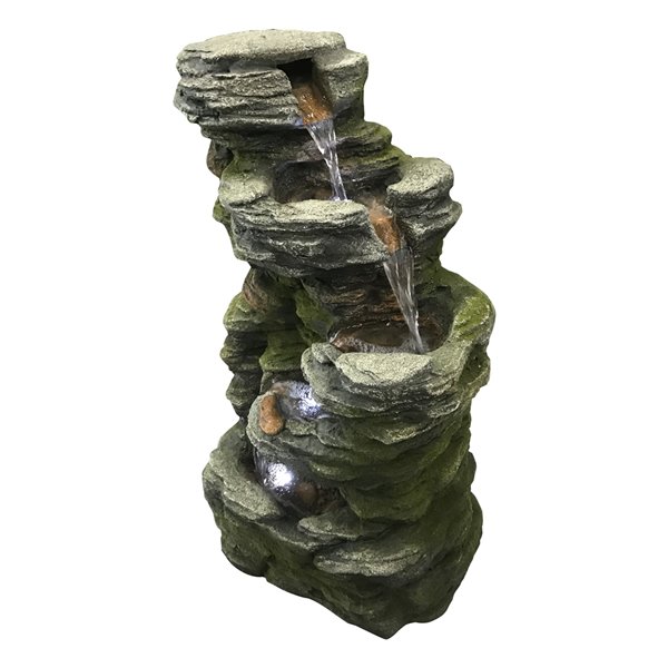 Hi-Line Gift Ltd. Multilevel Stone Fountain with LED Lights