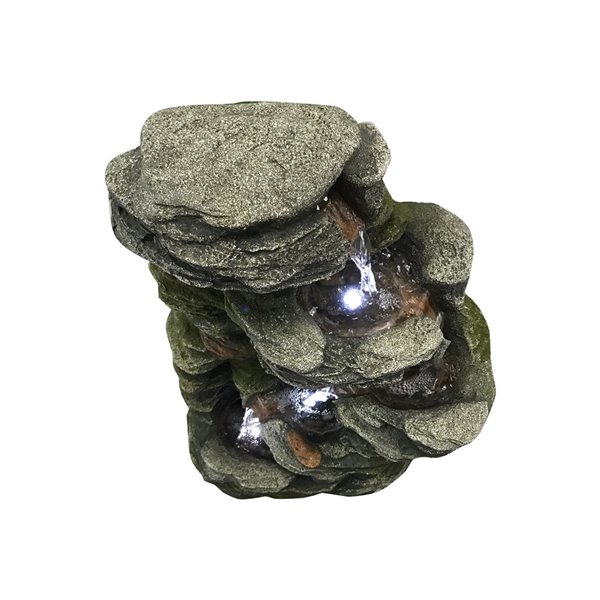 Hi-Line Gift Ltd. Multilevel Stone Fountain with LED Lights