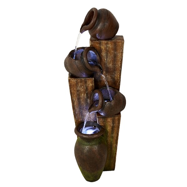 Hi-Line Gift Ltd. Rustic Pouring Jugs Fountain with LED Lights