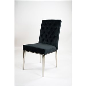 Hi-Line Gift Ltd. Velvet Button-Tufted Dining Chair - Set of 2 - Black