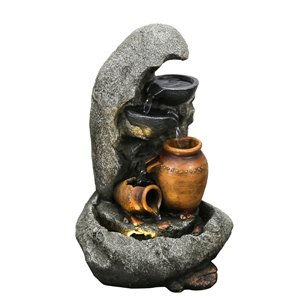 Hi-Line Gift Ltd. Cascading Bowls and Jugs Tabletop Fountain with LED Lights