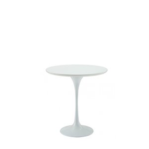 Plata Import White Glass Round Side Table