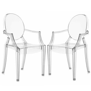 Plata Import Contemporary Clear Side Dining Chairs - Plastic Frame - Set of 2