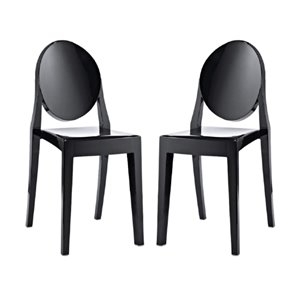 Plata Import Contemporary Side Dining Chairs (Plastic Frame) - Set of 2 - Black