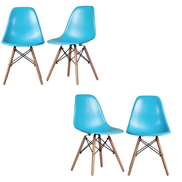 Plata Import Contemporary Modern Accent Chairs - Set Of 4 - Light Blue 